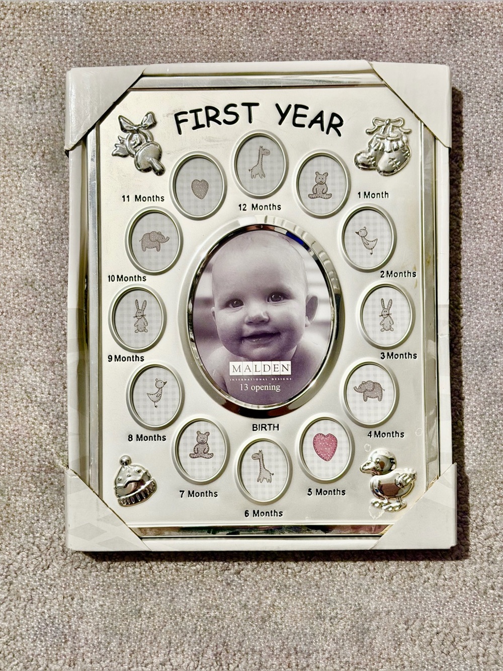 NEW Silver "First Year" Baby Photo Frame